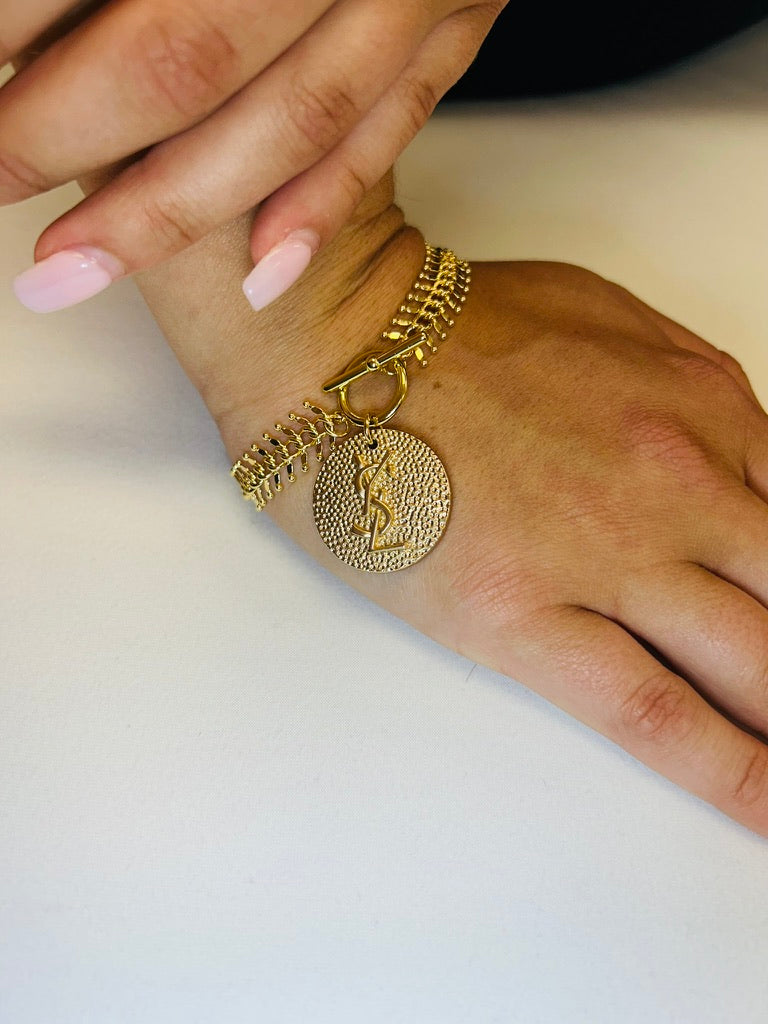 018- Authentic YSL Shiny Fishbone Bracelet