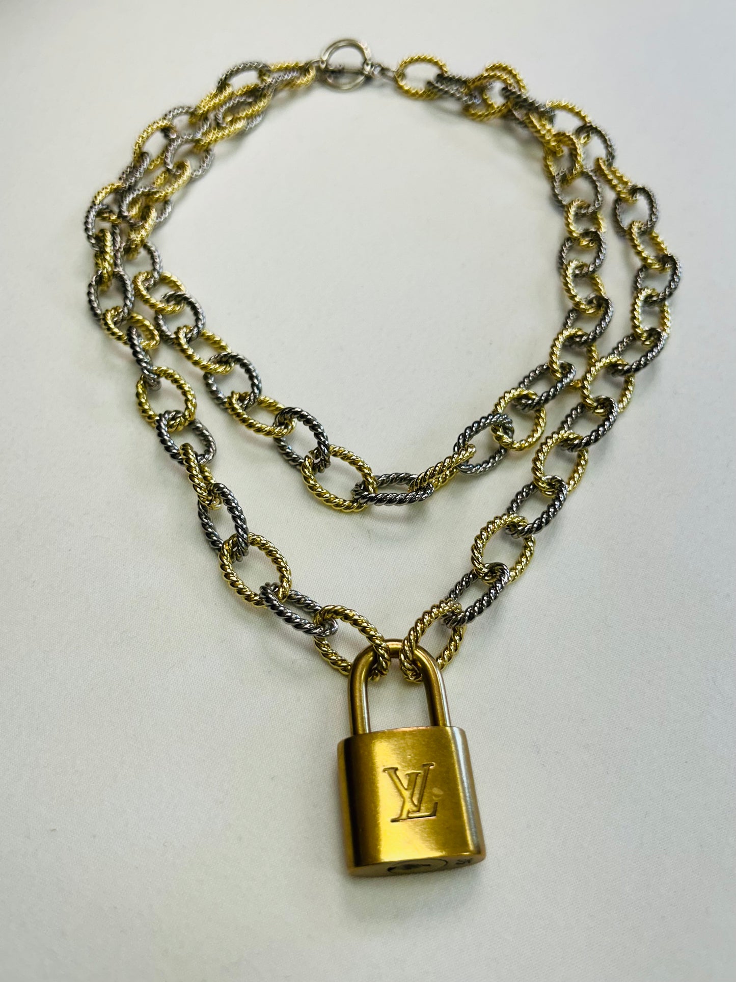 002- Authentic Double Strand LV Lock Necklace