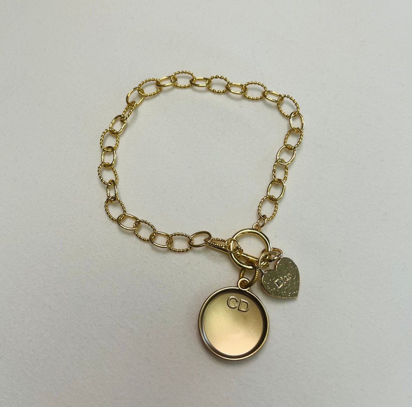 024- Authentic Dior Double Gold and White Charm Bracelet