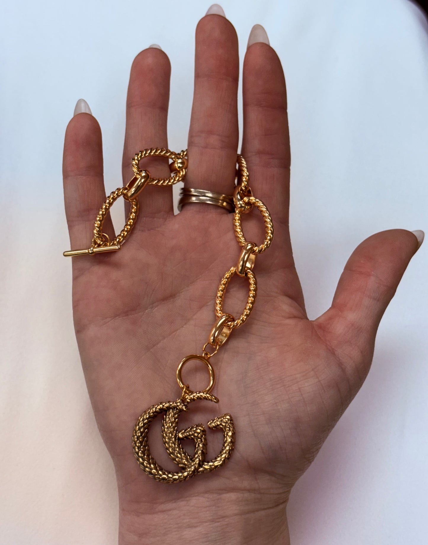 005- Authentic Gucci Snake Brooch Gold-Filled Bracelet