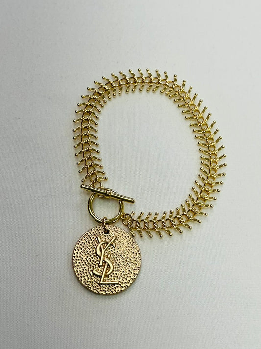018- Authentic YSL Shiny Fishbone Bracelet