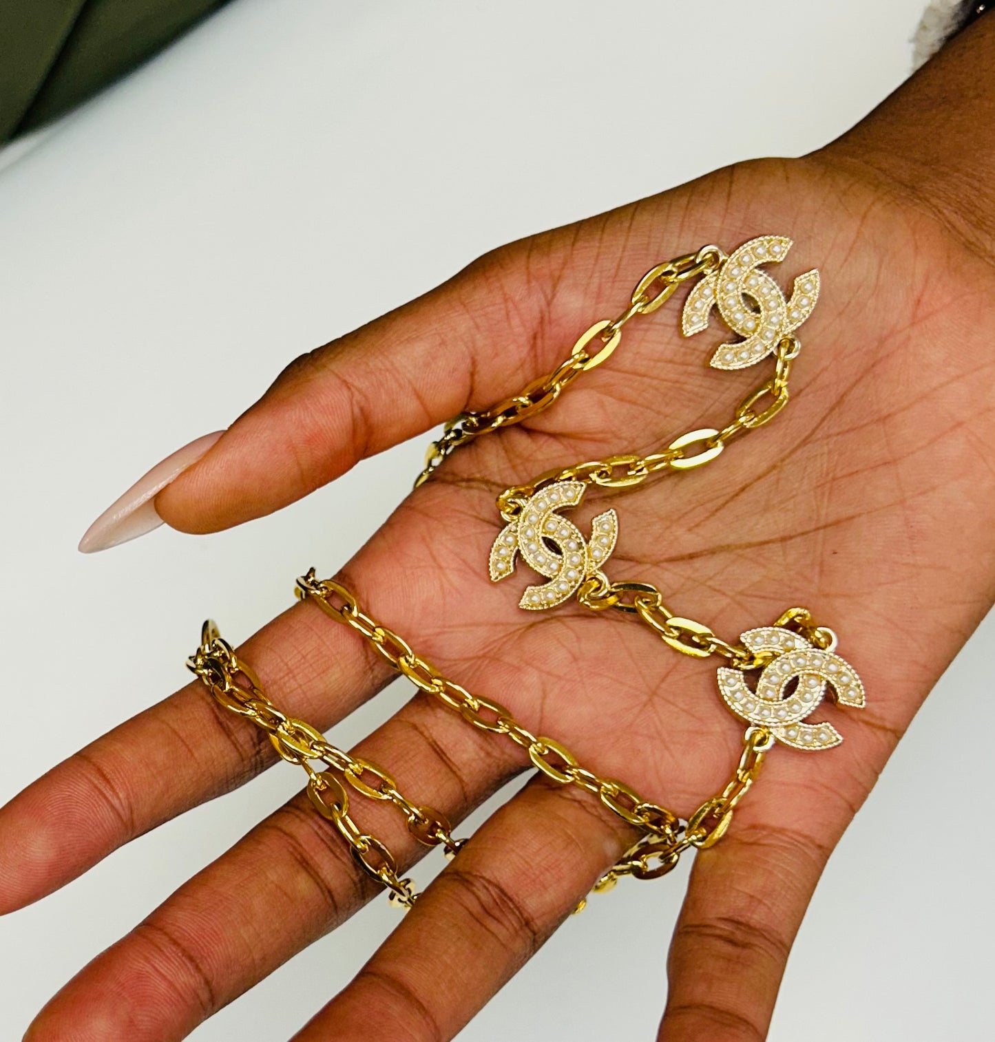 006- Authentic CC Pearl & Gold Filled Double Strand Necklace