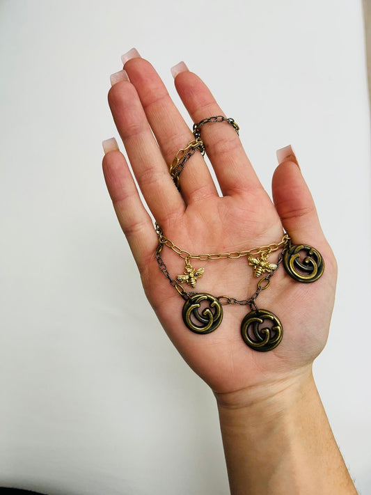 011- Authentic GG Antique Gold Bee Necklace