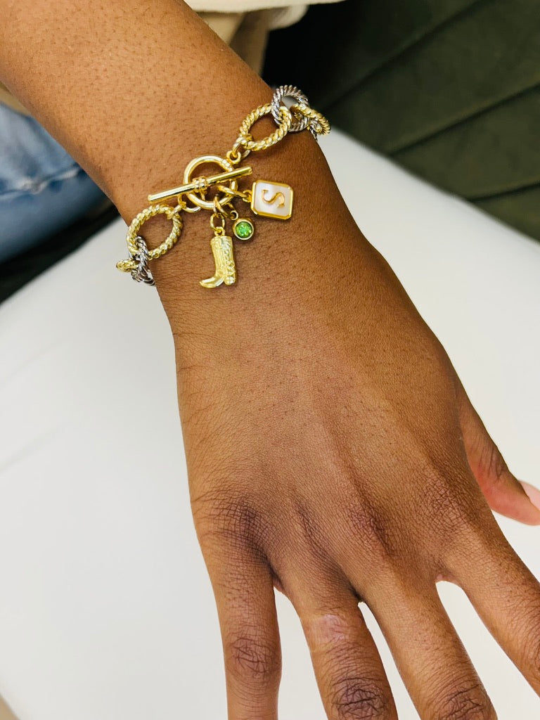 Personalized Multi-Tone Charm Bracelet