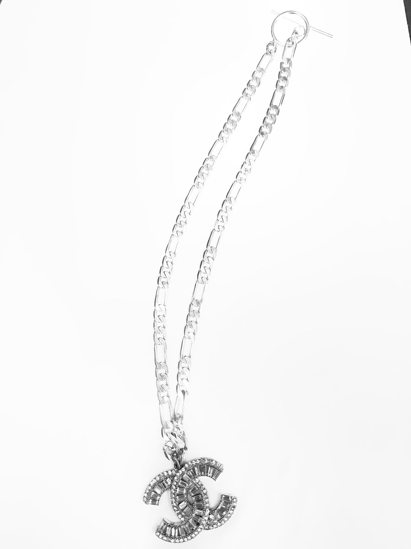 025 Authentic CC Brooch Sterling Silver Necklace