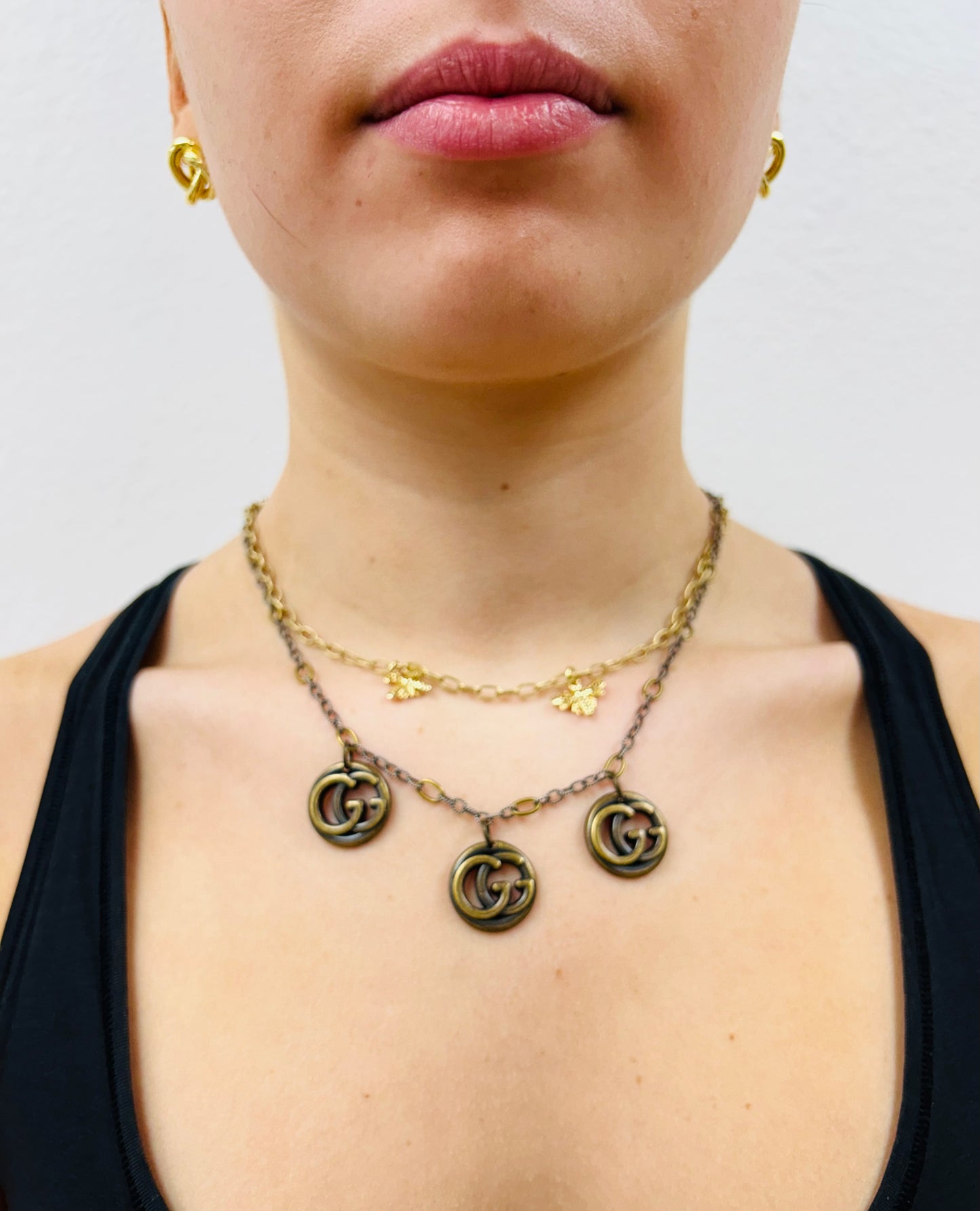 011- Authentic GG Antique Gold Bee Necklace