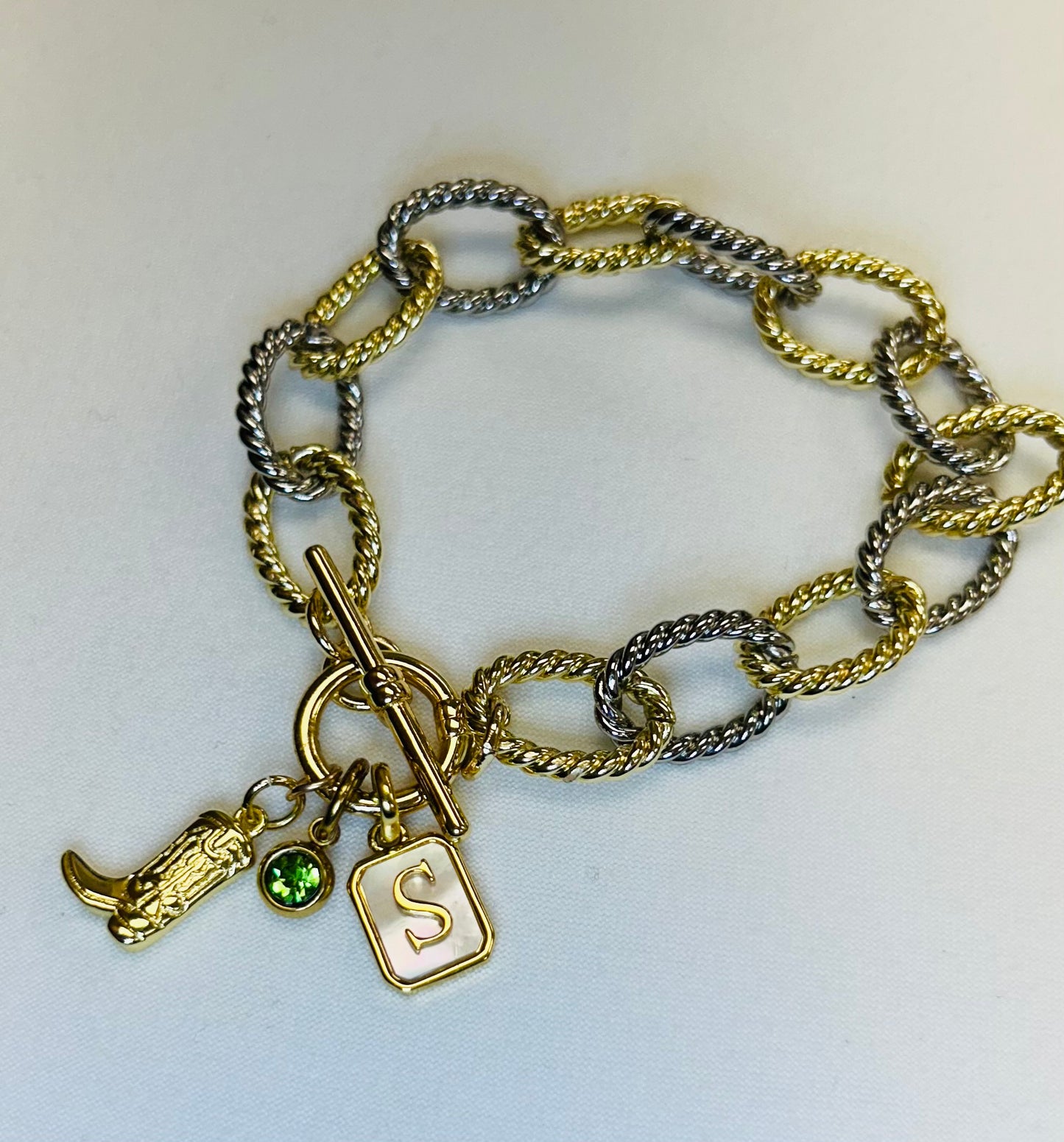 Personalized Multi-Tone Charm Bracelet
