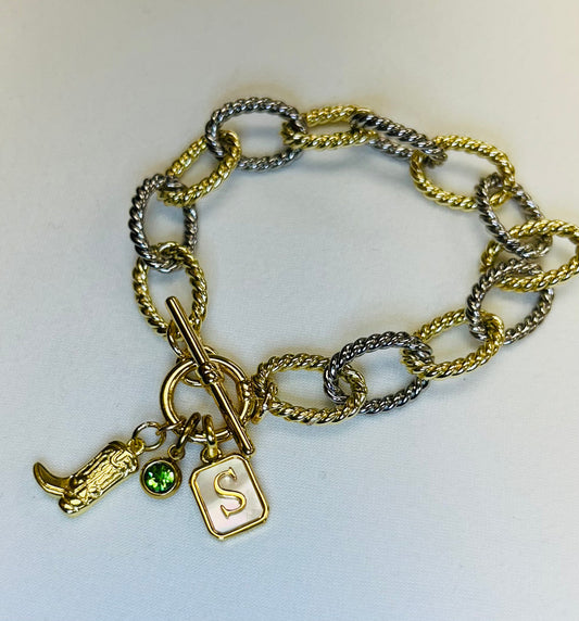 Personalized Multi-Tone Charm Bracelet