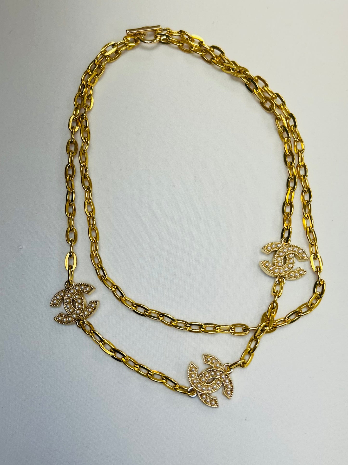 006- Authentic CC Pearl & Gold Filled Double Strand Necklace