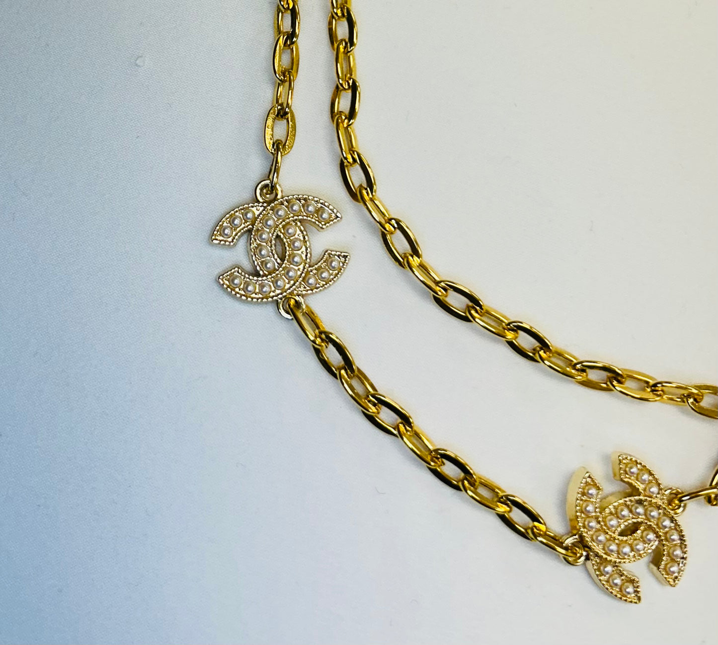 006- Authentic CC Pearl & Gold Filled Double Strand Necklace