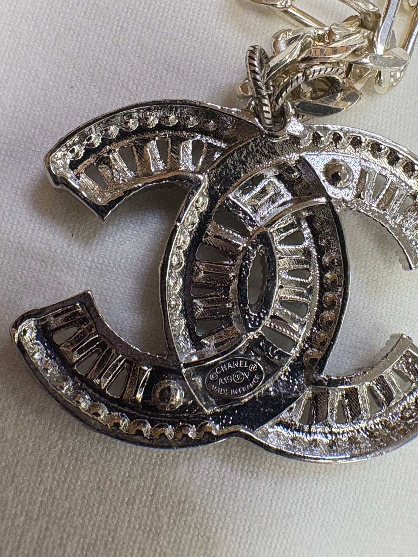 025 Authentic CC Brooch Sterling Silver Necklace