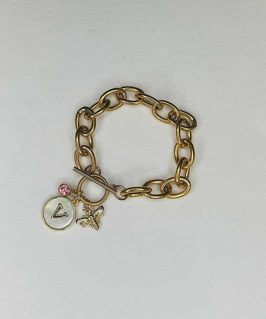 Personalized Gold Charm Bracelet
