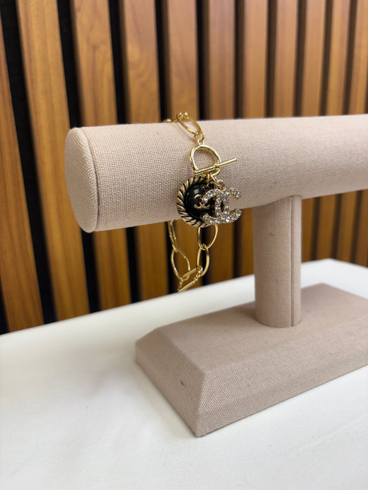 029- Authentic CC Double Charm Gold-Filled Bracelet