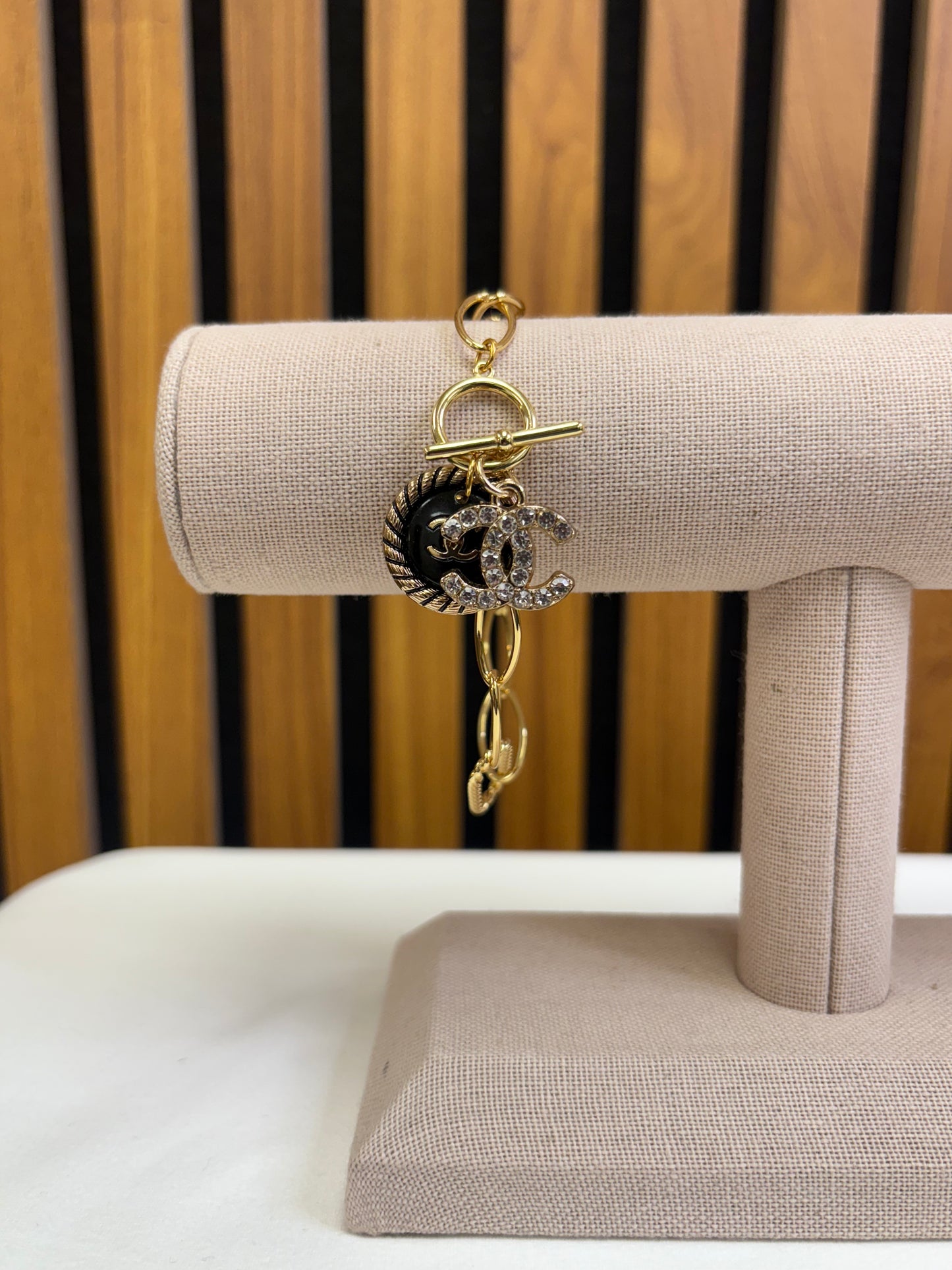 029- Authentic CC Double Charm Gold-Filled Bracelet