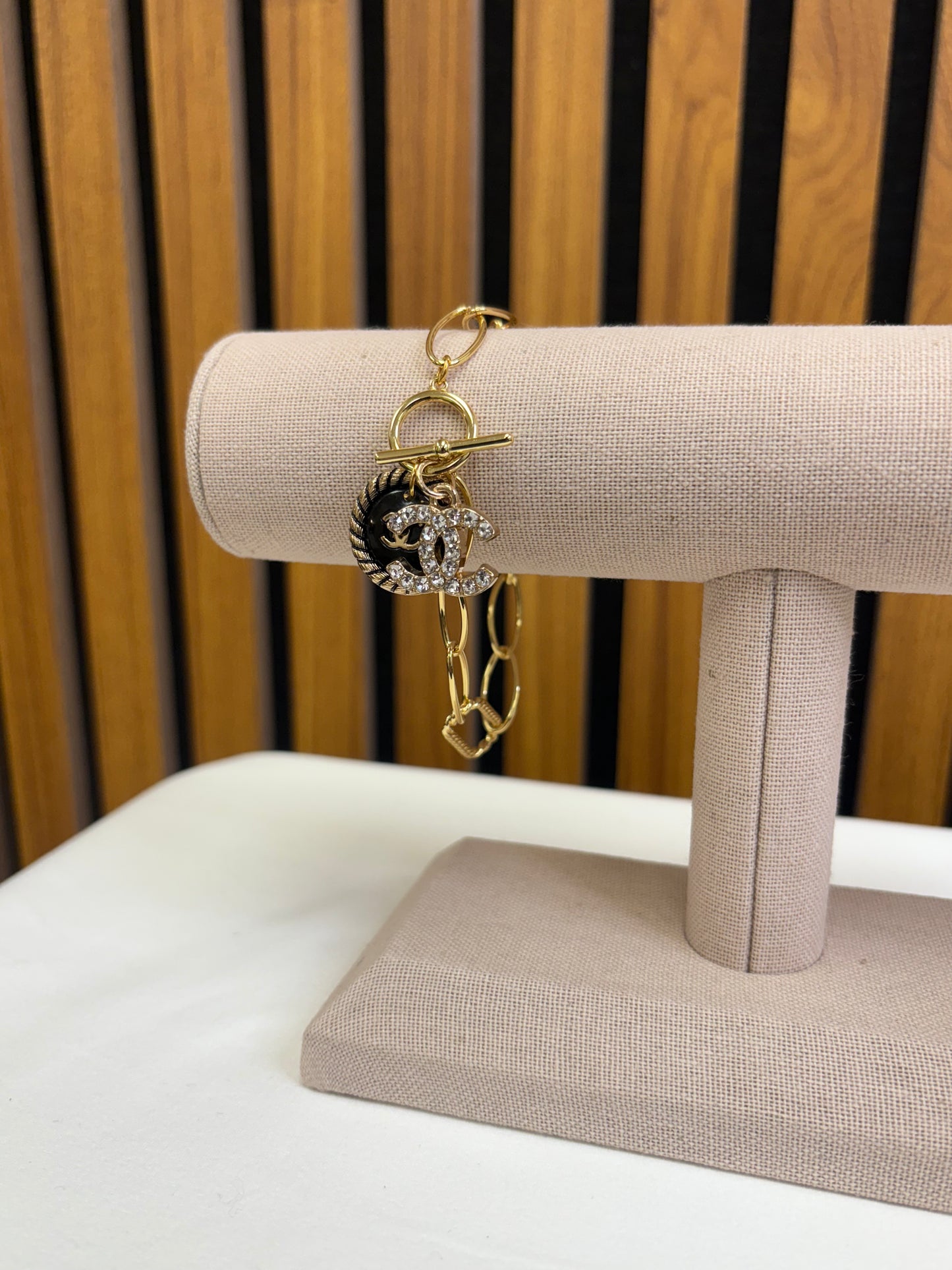 029- Authentic CC Double Charm Gold-Filled Bracelet