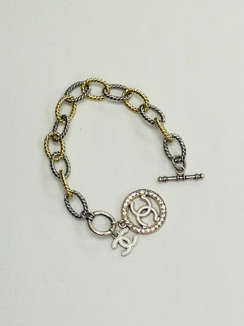 013- Authentic Double CC Charm Multi-Tone Bracelet