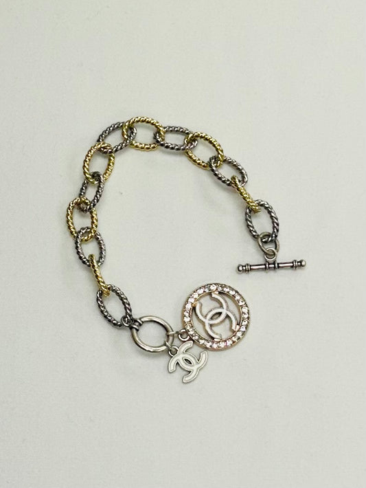 013- Authentic Double CC Charm Multi-Tone Bracelet
