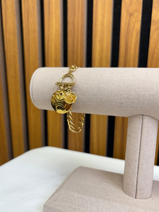032- Authentic Celine + Flower Charm Bracelet