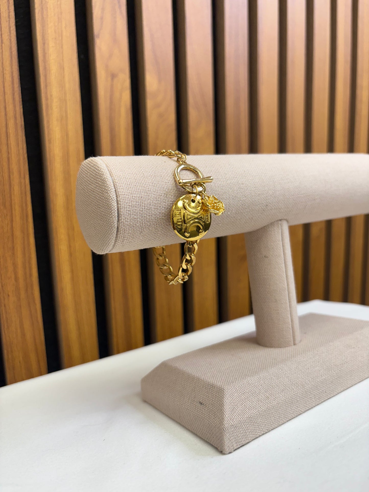 032- Authentic Celine + Flower Charm Bracelet