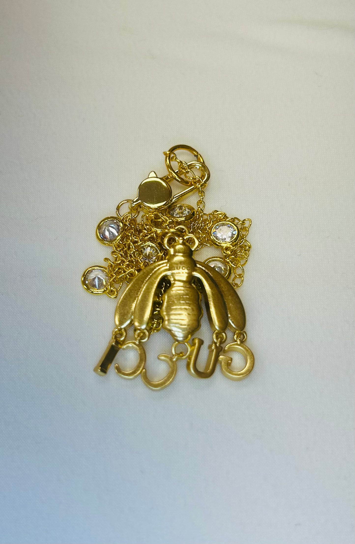 015- Authentic GG Gold and Crystal Bee Necklace