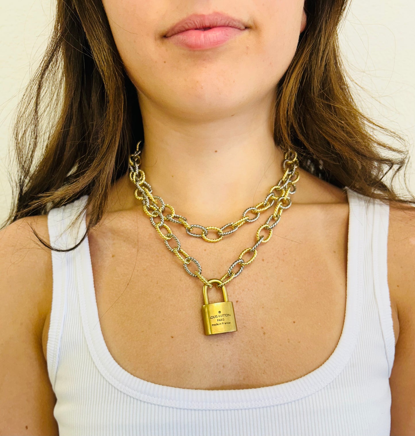 002- Authentic Double Strand LV Lock Necklace