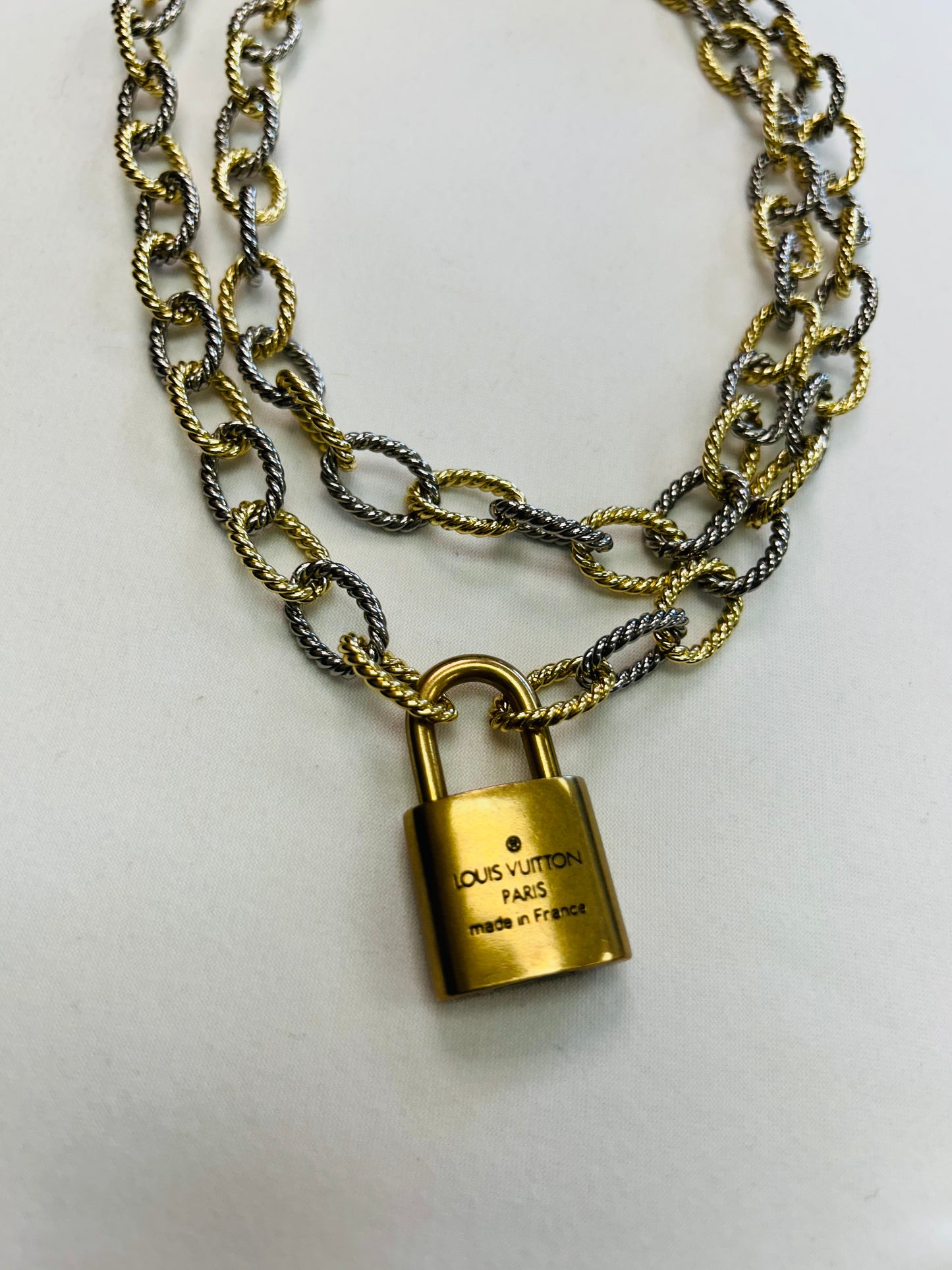 002- Authentic Double Strand LV Lock Necklace