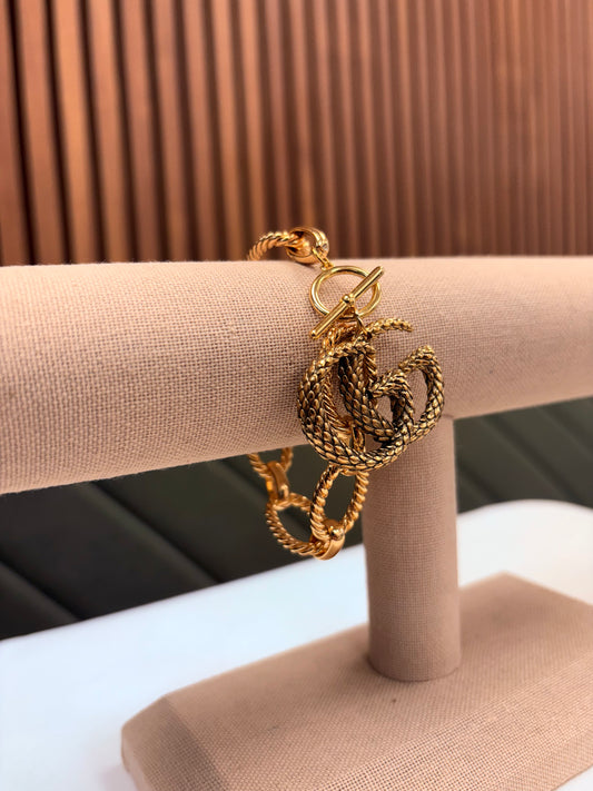 005- Authentic Gucci Snake Brooch Gold-Filled Bracelet