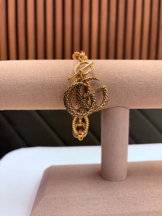 005 Authentic Gucci Snake Gold Brooch Bracelet