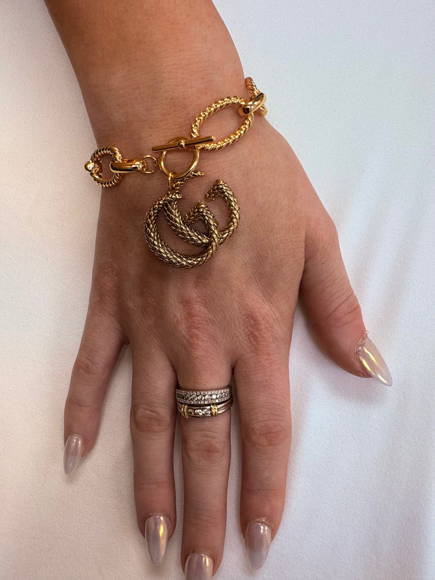 005 Authentic Gucci Snake Gold Brooch Bracelet