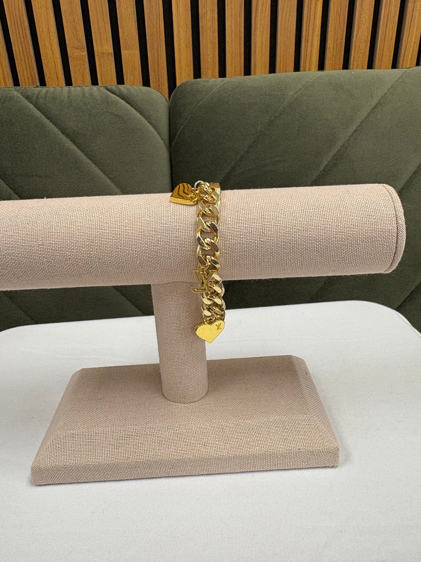 028-Authentic LV Charm Gold-Filled Bracelet