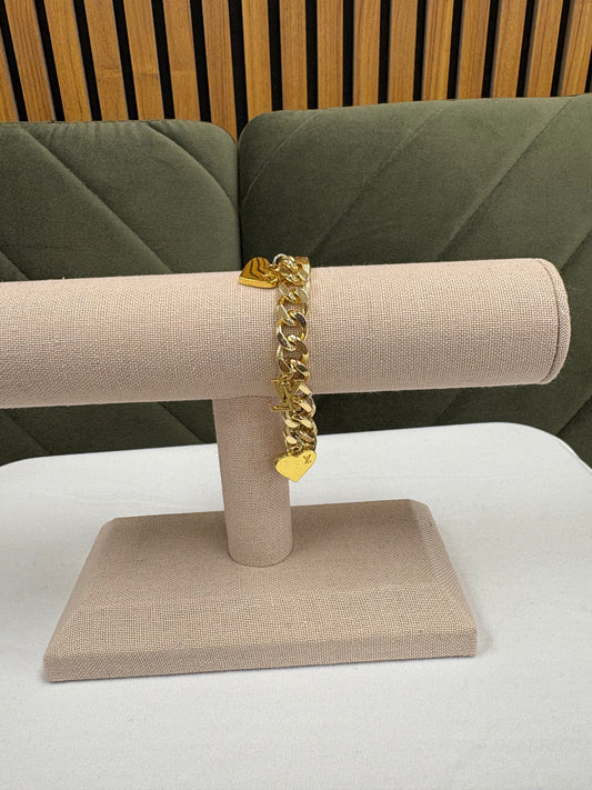 028-Authentic LV Charm Gold-Filled Bracelet